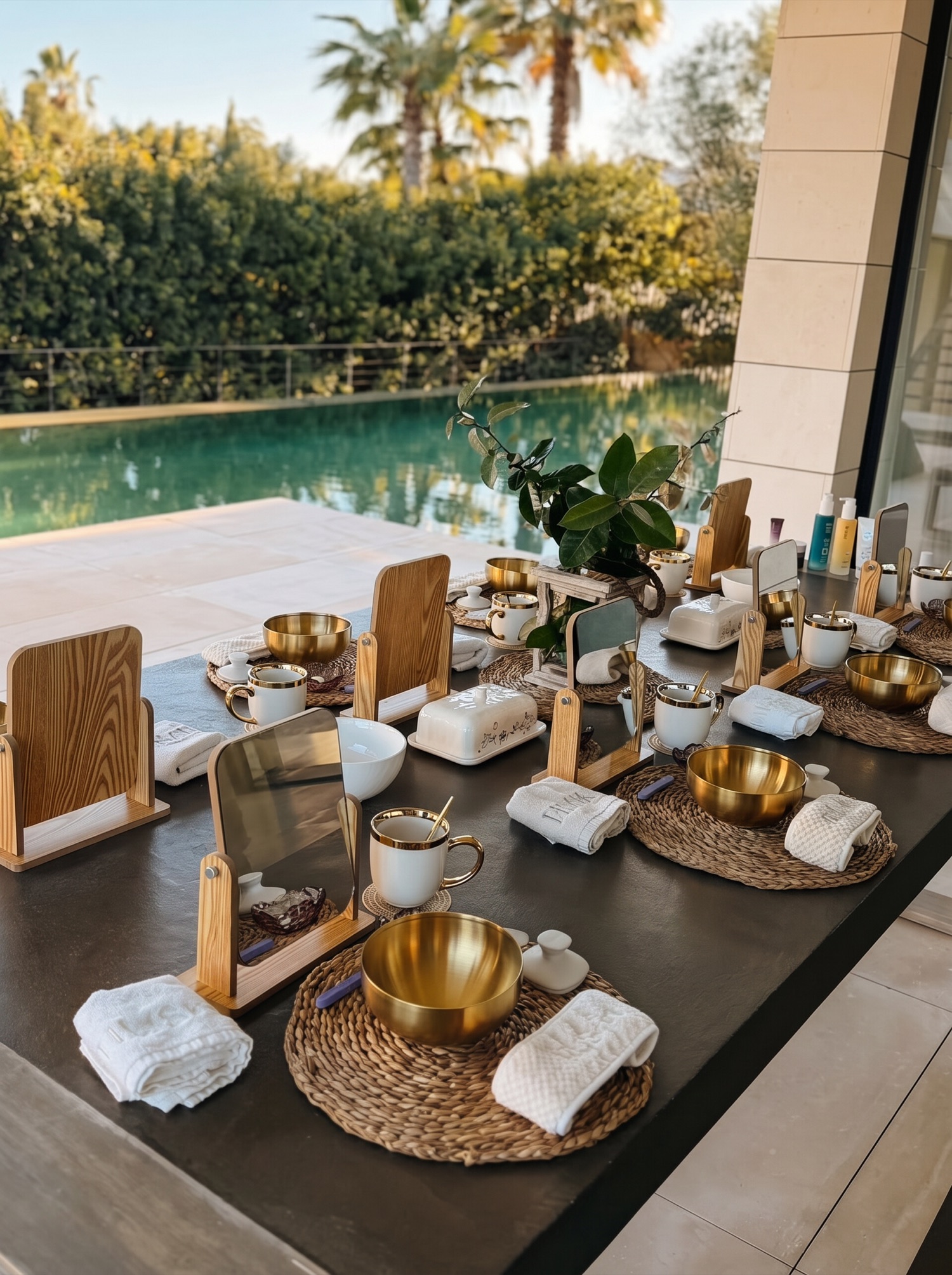 Mesa preparada para experiencias faciales Beauty & Glow
